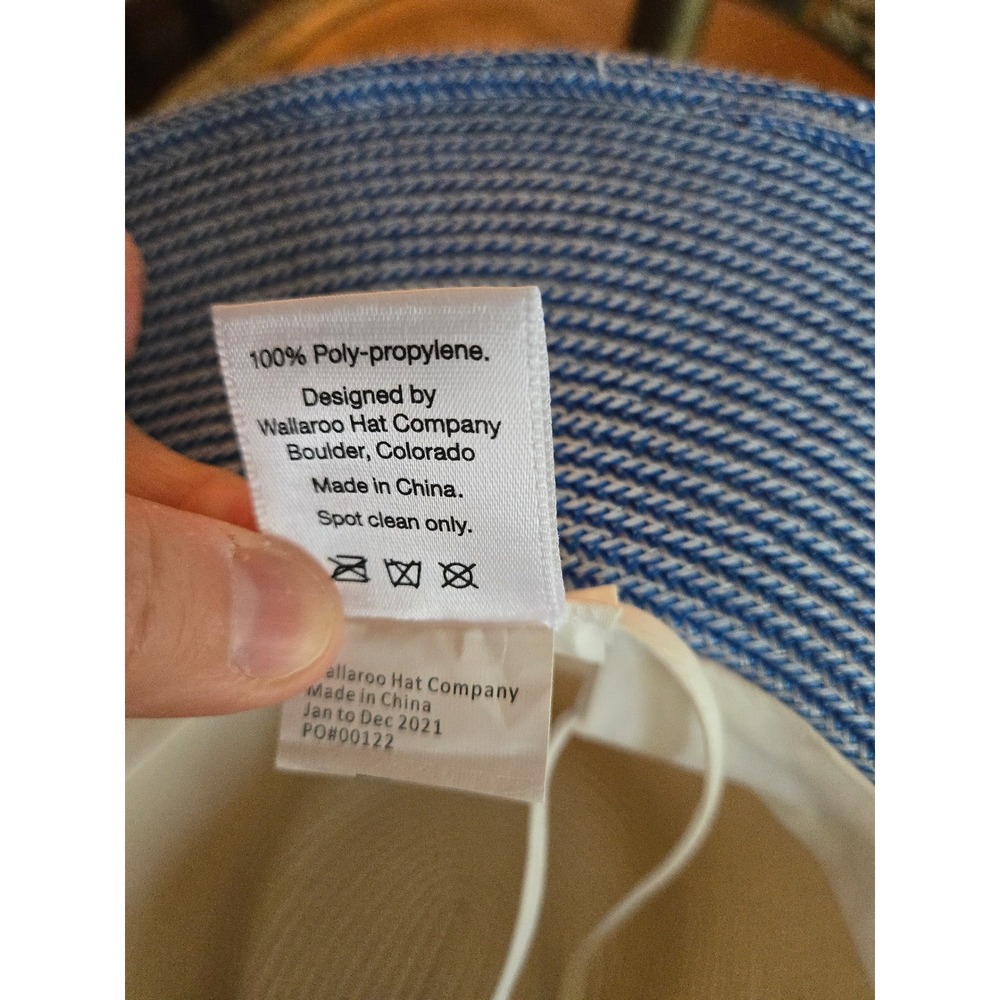 WALLLAROO Hat Company Kristy Fedora Sun Hat Blue Cream Packable Adj. Wide Brim - Picture 6 of 9